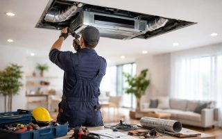 technicien-combinaison-climatisation-salon-moderne