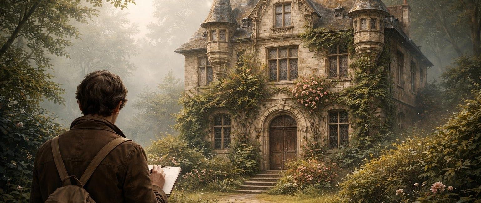 maison-ancienne-jardin-personnage-carnet