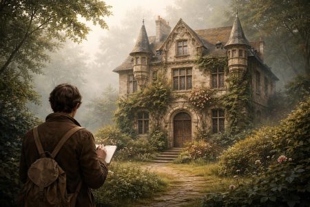 maison-ancienne-jardin-personnage-carnet