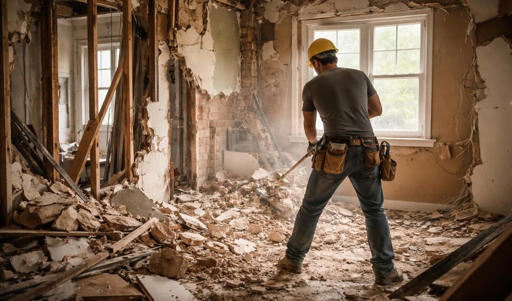 interieur-demolition-ouvrier-casque-debris